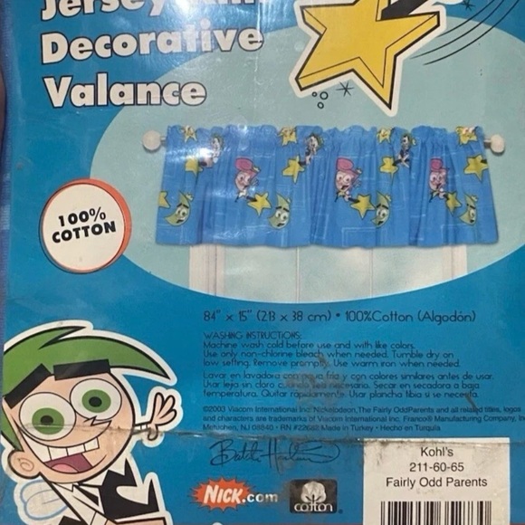 2003 Fairly Odd parents Nickelodeon Kids Knit Decorative Valance New 84”x15” - Picture 2 of 3